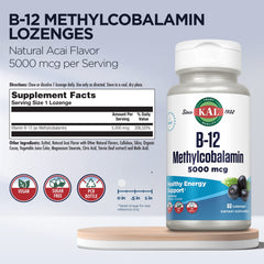 KAL methylcobalamin lozenges close-up highlighting absorption and bioactive form.