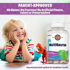 KAL Multisaurus whole-food ingredients including tomatoes, carrots, broccoli in chewables