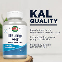 KAL Ultra Omega 3-6-9 purification process symbol showing purity and safety