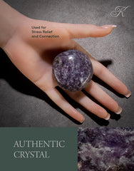 KALIFANO Lepidolite palm stone used for chakra balancing and self-reflection