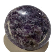 KALIFANO Lepidolite palm stone closeup showing lavender tones and calming energy