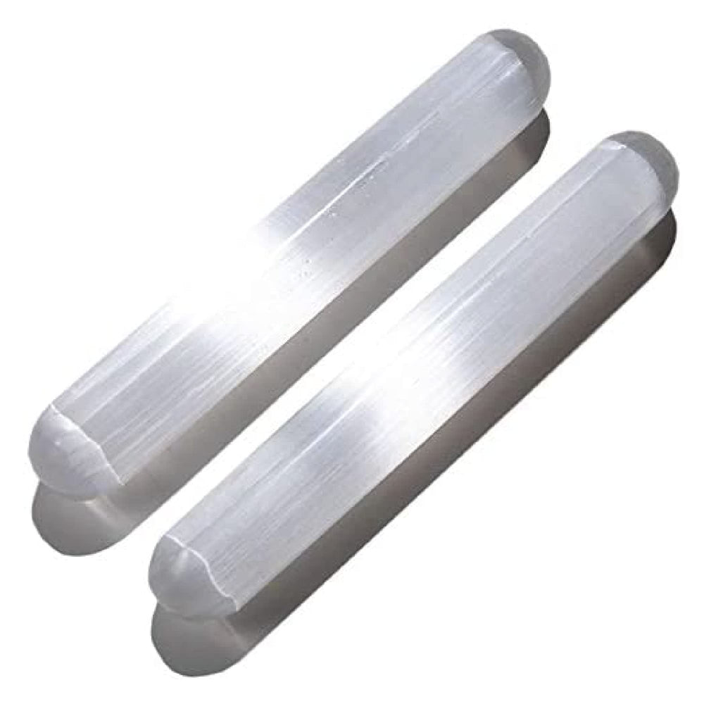 KALIFANO selenite wand hand-size close-up for cleansing energy