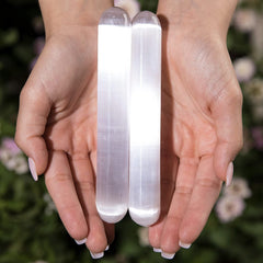 KALIFANO selenite wand smooth porous texture detail for protection