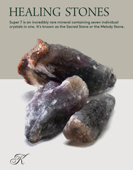 KALIFANO Super 7 display showing seven minerals for energy work.