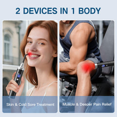 Kaltagled red light therapy device, side view, ergonomic grip for targeted treatment.