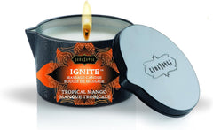 Kama Sutra Ignite candle melts into nourishing coconut oil massage for skin hydration