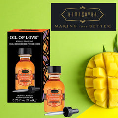 Kama Sutra Oil of Love Tropical Mango applied to erogenous zones.