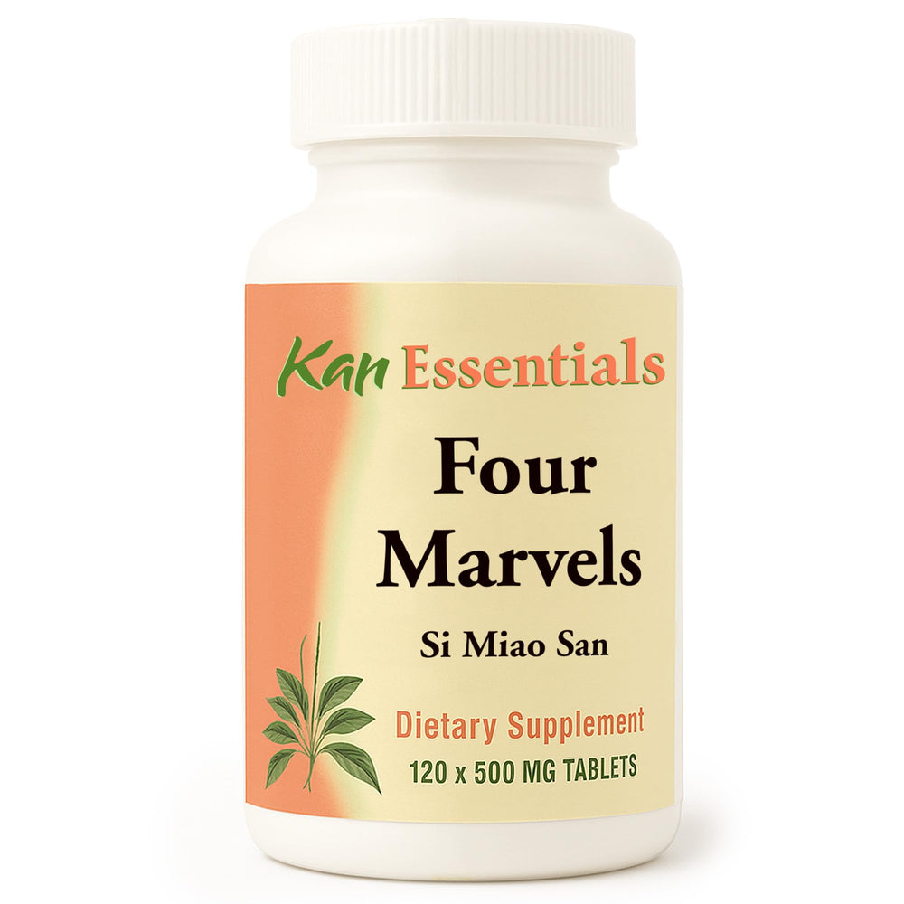 Kan Herb Four Marvels bottle front with clear label for easy dosing for pets.