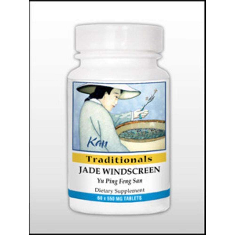 Kan Herbs Jade Windscreen bottle displaying traditional blend for daily wellness.