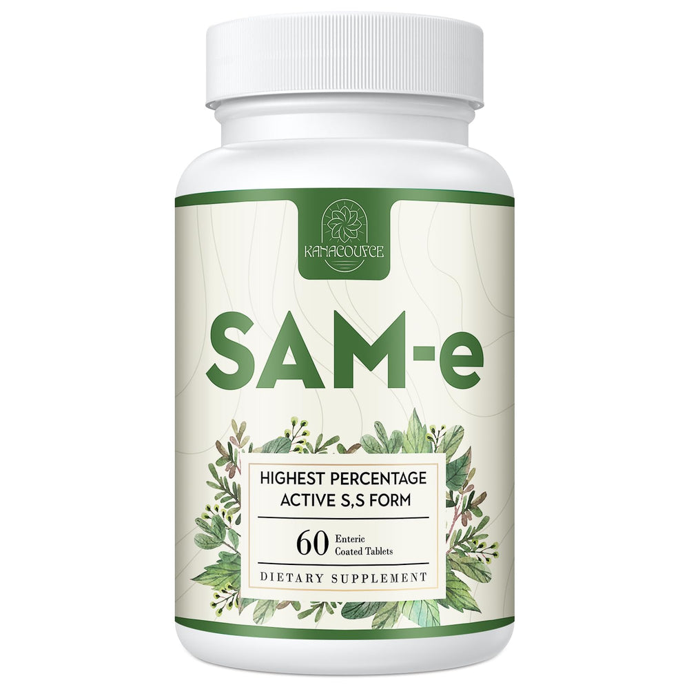 Kanacoufce SAM-e 1100mg tablet close-up highlighting mood support potential.