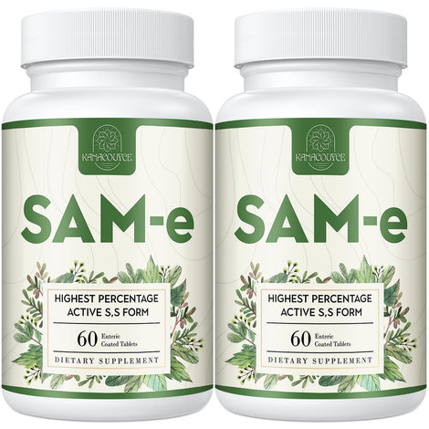 Kanacoufce SAM-e 1100mg tablets in a bottle for mood and joint support.