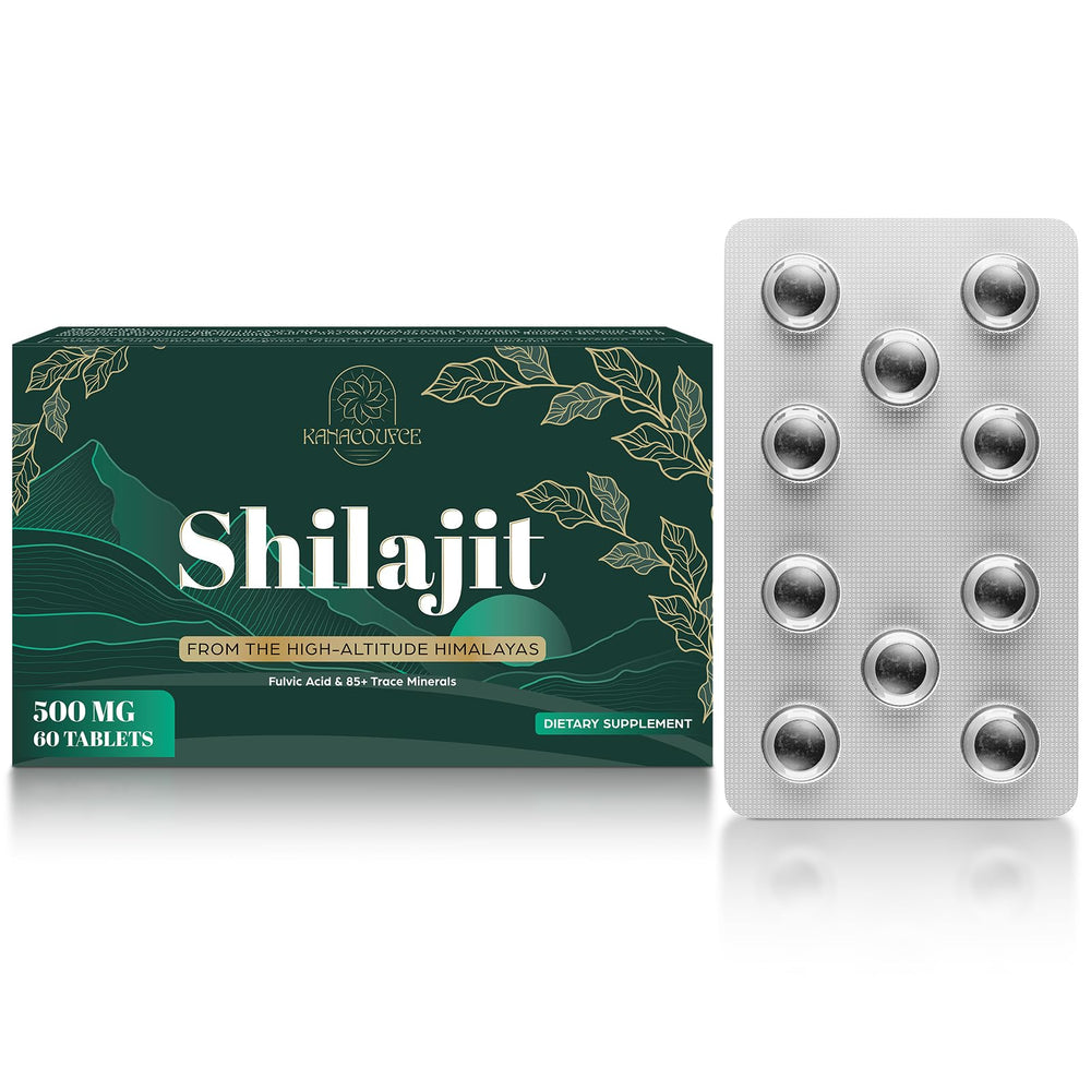 Kanacoufce Shilajit tablets from Himalayan origin providing mineral-rich support.