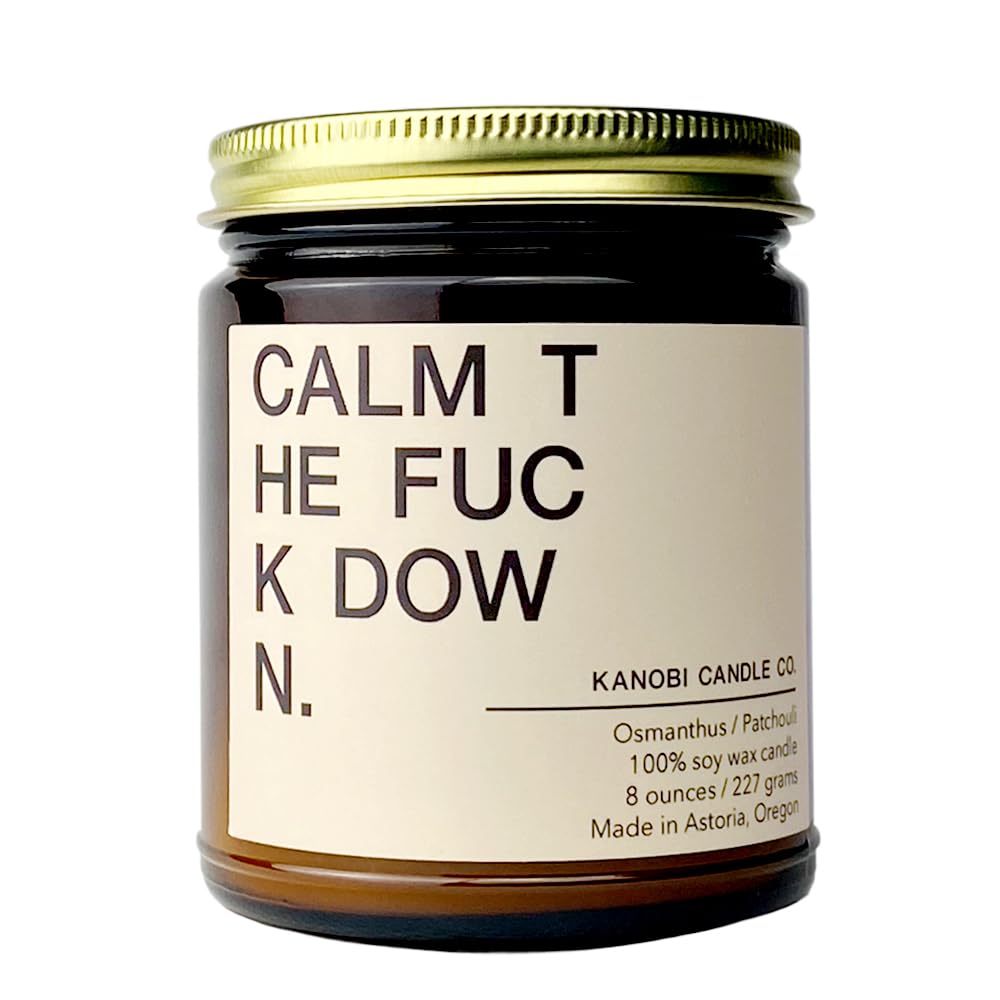 Kanobi Candle Co. Calm Down amber jar close-up for soothing home ambiance
