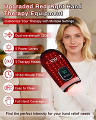 Close-up of 112 LEDs in Kaoudt glove for comprehensive hand treatment