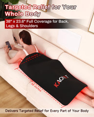 Kaoudt red light therapy mat targets shoulder area for tension relief.