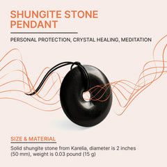 Karelian Heritage shungite protection necklace close-up pendant shows authentic stone