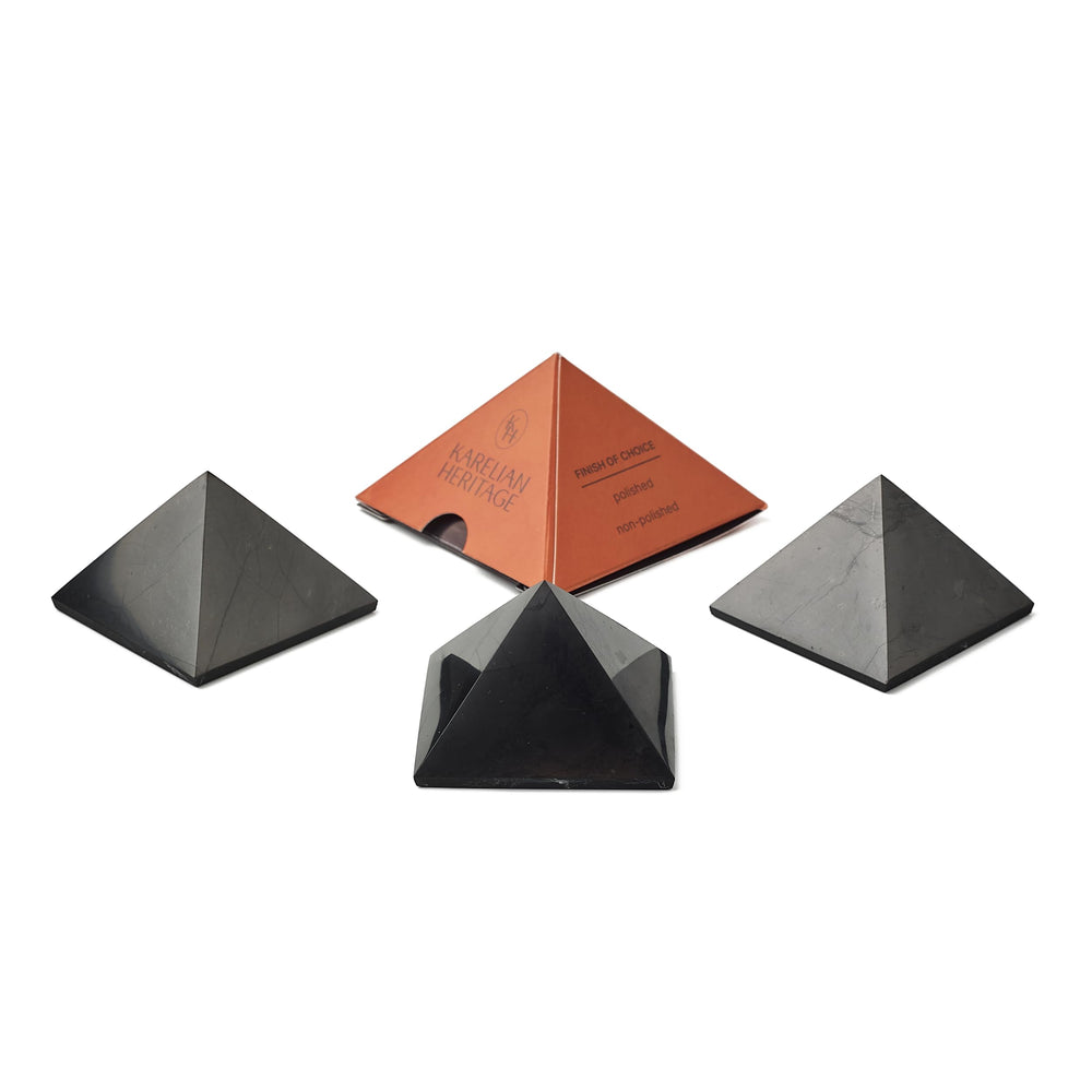Karelian Heritage shungite pyramid 2inch polished surface for protective ambience