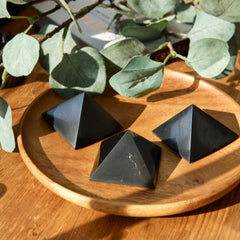 Karelian Heritage shungite pyramid set of 3 for grounding in home or office