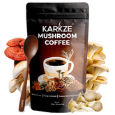 KARKZE Instant Mushroom Coffee served hot in a mug for smooth focus and energy