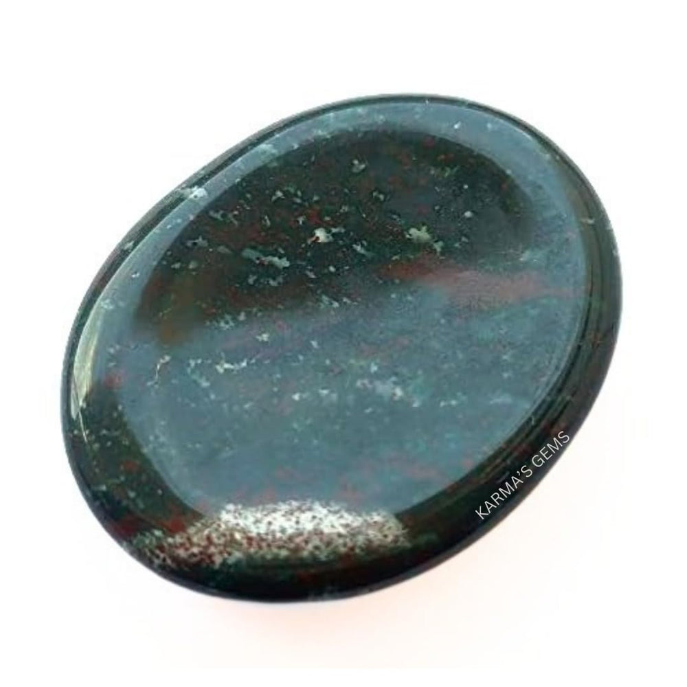 Karma Gems Bloodstone close-up highlighting calming texture for meditation.