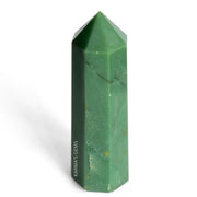 Karma Gems Green Jade crystal point wand 8-corner energizes focus and ambition