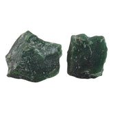 karma gems green jade raw stones, two pieces, ideal for crafting and jewelry design