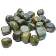 Karma Gems Labradorite stones closeup with iridescent sheen for protective energy