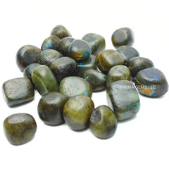 Karma Gems Labradorite stones closeup with iridescent sheen for protective energy