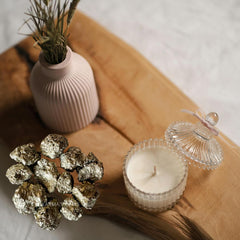 Karma Gems pyrite crystal pair, balanced energy for focus and creativity.