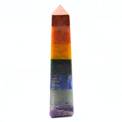 Karma Gems seven chakra crystal tower close-up showing facets for focused energy