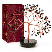 KARMAPLEDGE 7 Chakra Black Obsidian Crystal Tree on desk for focused energy and elegance
