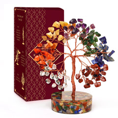 KARMAPLEDGE 7 Chakra Tree Bonsai displays seven crystals to support energy balance at home.