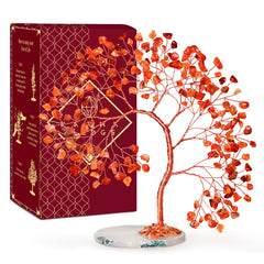 KARMAPLEDGE Carnelian Tree of Life front view highlighting warm energy for home decor