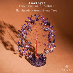 KARMAPLEDGE Crystal Tree on desk promotes focus and positive energy.