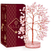 KARMAPLEDGE Crystal Tree with rose quartz closeup shows balanced energy for home