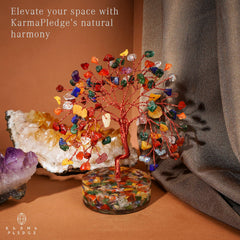 KARMAPLEDGE Handcrafted Chakra Tree adds a unique artisanal centerpiece to any room.