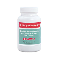 Karuna Cal/Mag Aspartate 1:1 bottle with capsules for daily mineral balance.