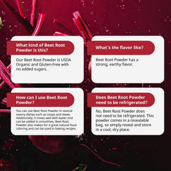 Kate Naturals beet root powder label close-up with organic certification