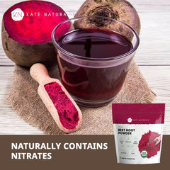 Kate Naturals beet root powder in smoothie glass for daily nourishment