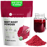 Kate Naturals beet root powder tub front view for smoothies