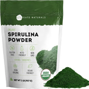 Kate Naturals Spirulina Powder canister, vibrant greens ideal for protein-rich smoothies.