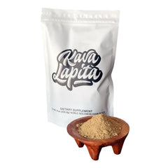 Kavafied KAVA LAPITA noble root 8oz jar ready for ceremonial preparation and mindful relaxation.