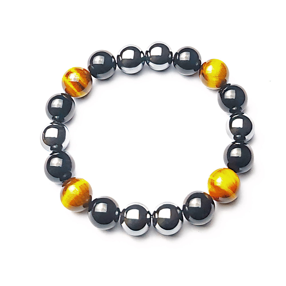 KAVAGOBO Triple Protection Bracelet close-up on tiger's eye bead highlighting confidence