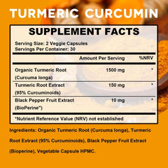 Kavguine turmeric capsules close-up showing vegan capsules and high-curcuminoid potency.