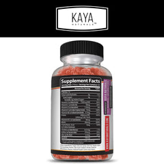Kaya Naturals adult multivitamin gummies bottle emphasizes convenient twice-daily use.