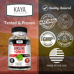 Kaya Naturals bottle label graphic clearly communicates natural brain support.