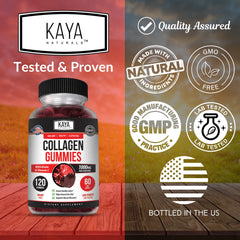 Kaya Naturals Collagen Gummy serving pour, bright pink gummies ready to go.
