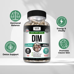 Kaya Naturals DIM Ultra with BioPerine highlights enhanced nutrient absorption from black pepper extract.