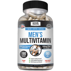 Kaya Naturals Men’s Multivitamin bottle shown for daily energy support.