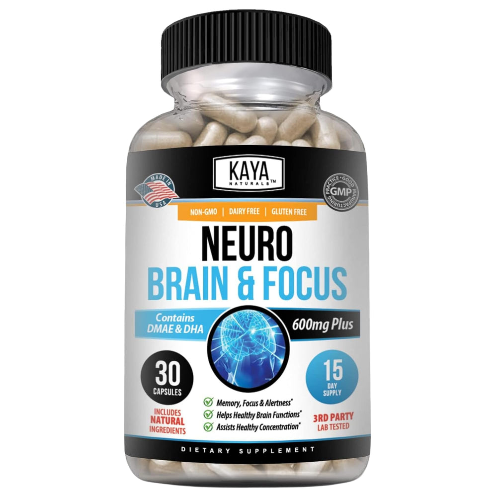 Kaya Naturals Neuro Brain bottle front showing everyday focus support in a clean design